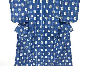 格子模様織り出し手織り紬着物